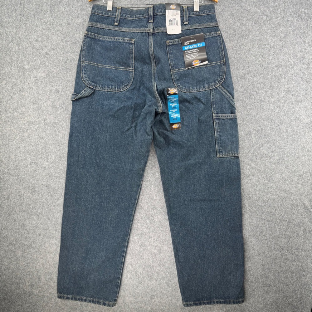 Dickies Carpenter Jeans Mens 34x30 Blue Relaxed Fit Straight Leg Denim